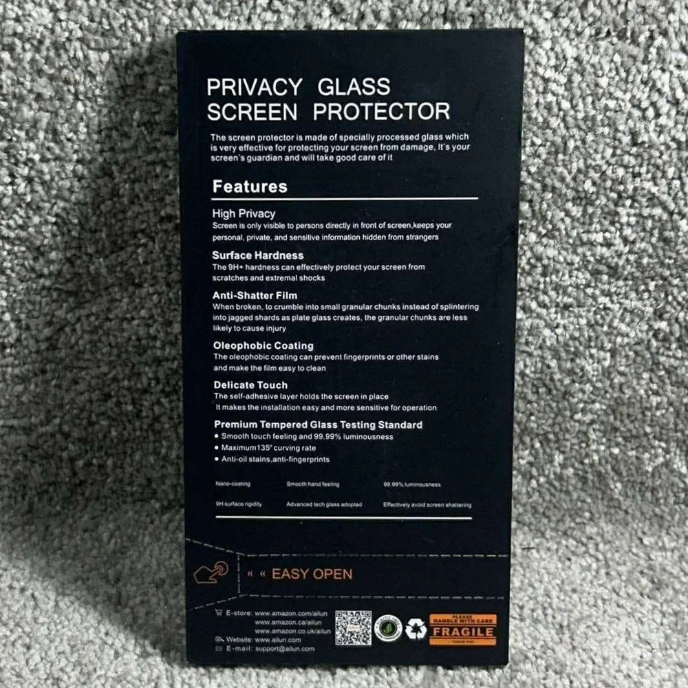 Ailun Privacy Screen Protector iPhone 15 Pro Max 3-Pack Glass Black New 6.7 inch